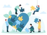 Figuren puzzlen ein Herz